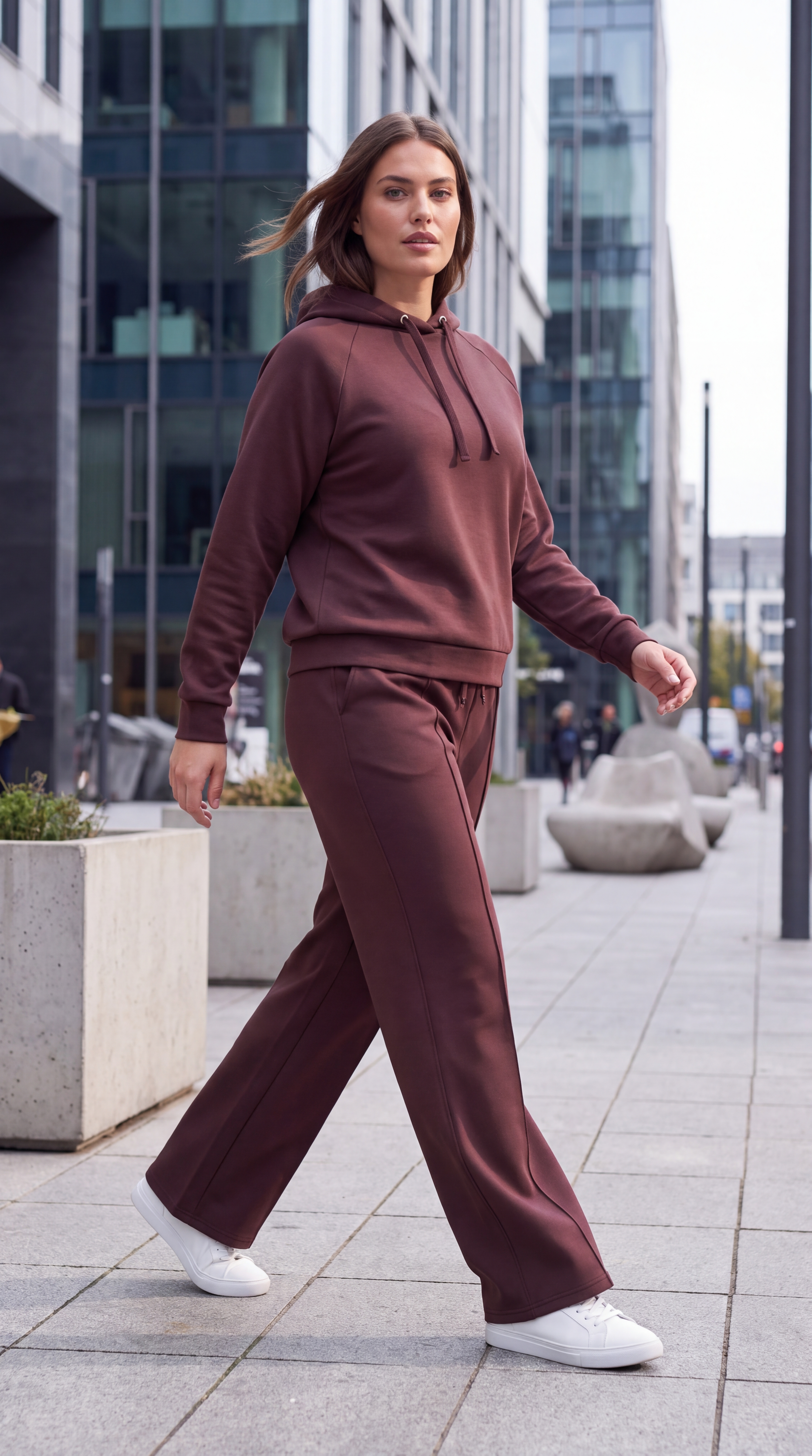 Dámska mikina s kapucňou BROADWAY NYC FASHION SCUBA CHOCOLATE PLUM s.WEAR 22